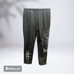 Rebel Vengeance SpiderWeb Print Jogger Sweatpants Black Mens Size M NWT